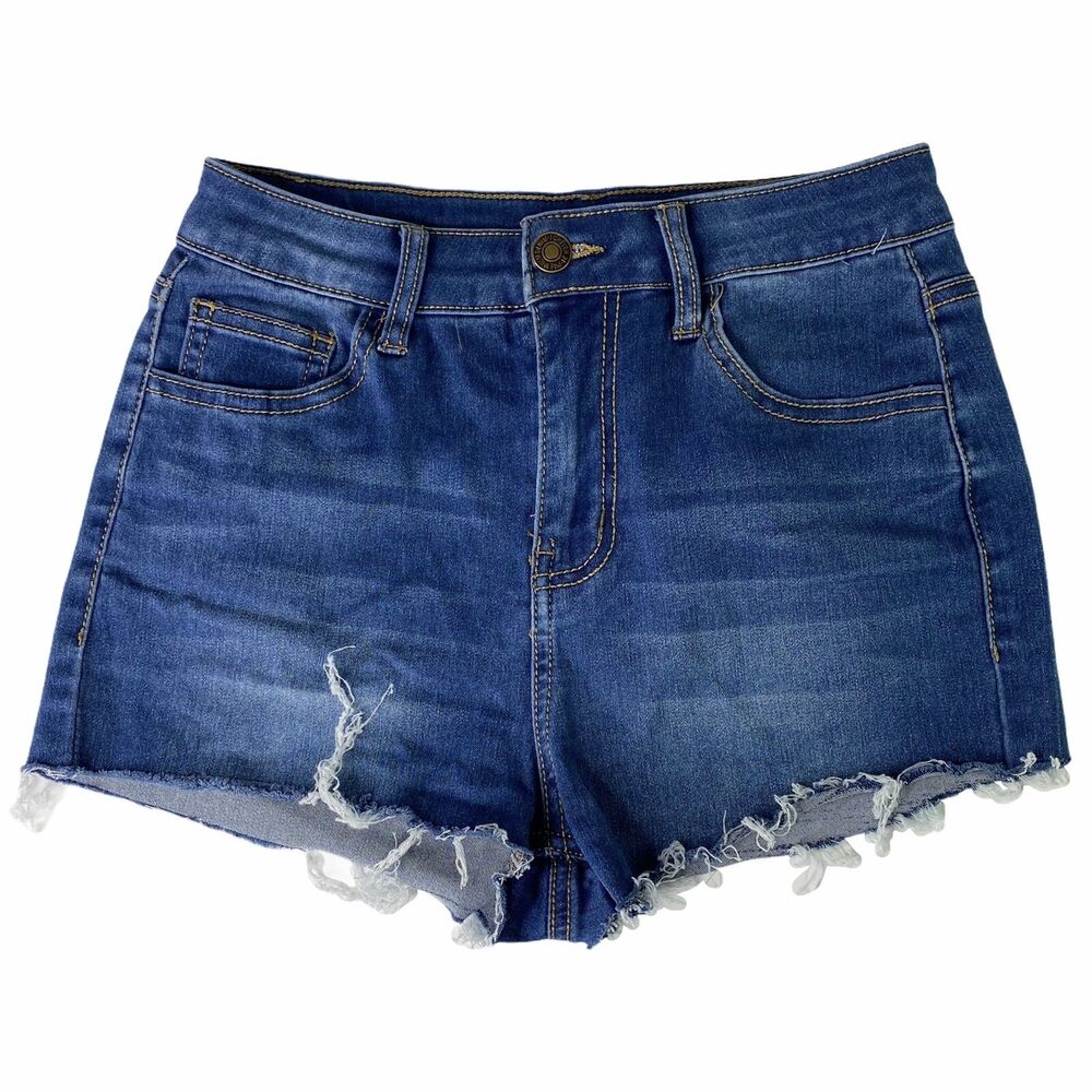 Forever 21 Cutoff Shorts Juniors Size 25 High Rise Denim Frayed Booty Shorty